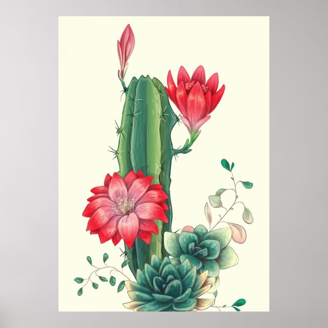 Cactus With Flowers Poster (Front)