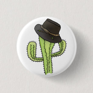 Cactus with hat 1 inch round button