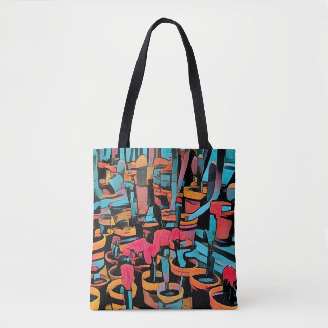 Cactus Worl Stylized All Over Print Tote Bag (Front)