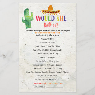 CACTUS Would She Rather Bridal Shower Game