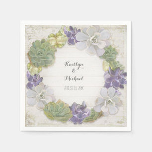 Cactus Wreath Leaf Succulent Wooden Paper Party Napkin