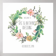 Cactus Wreath Watercolor Succulent Welcome