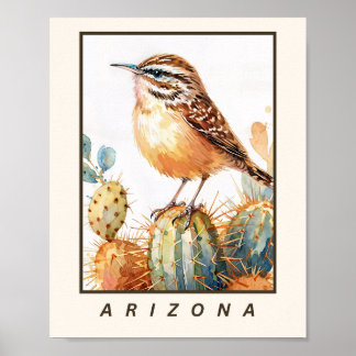 Cactus Wren Arizona State Bird  Poster