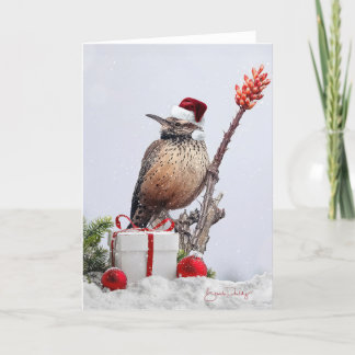 Cactus Wren in Ocotillo 5x7 Christmas Blank Card