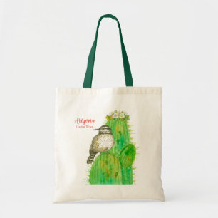 Cactus Wren State Bird of Arizona Saguaro Tote Bag