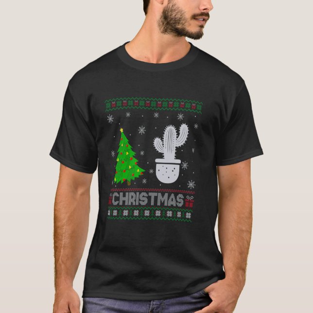 Cactus Xmas Tree Lighting Ugly Christmas Sweater (Front)