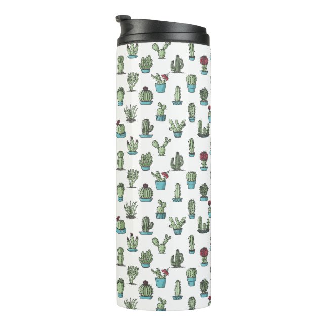 Cactuses and Succulents Plants Hand Drawn Pattern Thermal Tumbler (Rotated Right)