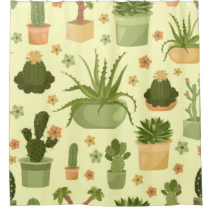 Cactuses and succulents seamless pattern. Housepla