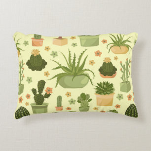Cactuses and succulents tubes pattern. Housepla Accent Pillow