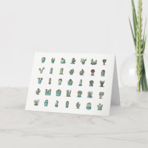 Cactuses Succulents Plants Hand Drawn Botanical Card