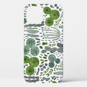 Cactuses Watercolor Hand Painted Pattern iPhone 12 Case