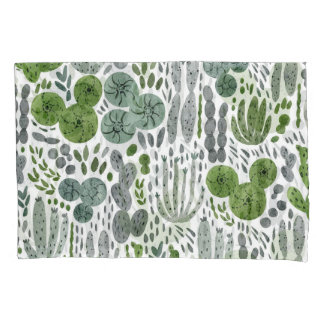 Cactuses Watercolor Hand Painted Pattern Pillowcase