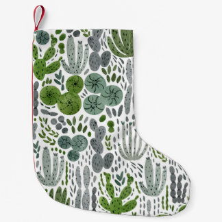 Cactuses Watercolor Hand Painted Pattern Small Christmas Stocking