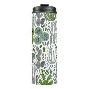 Cactuses Watercolor Hand Painted Pattern Thermal Tumbler