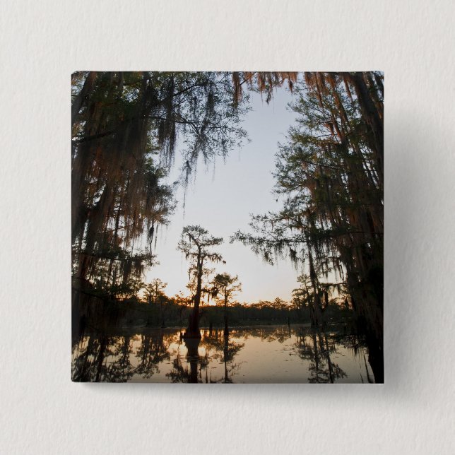 Caddo Lake at sunrise 2 Inch Square Button (Front)