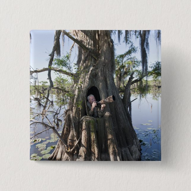 Caddo Lake, hunting blind 2 Inch Square Button (Front)