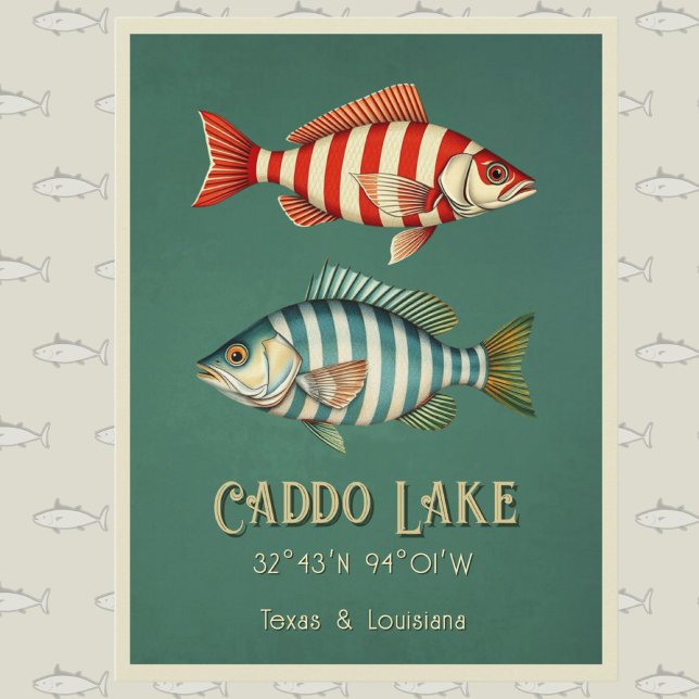 Caddo Lake Texas nautical striped fish Postcard (Creator Uploaded)