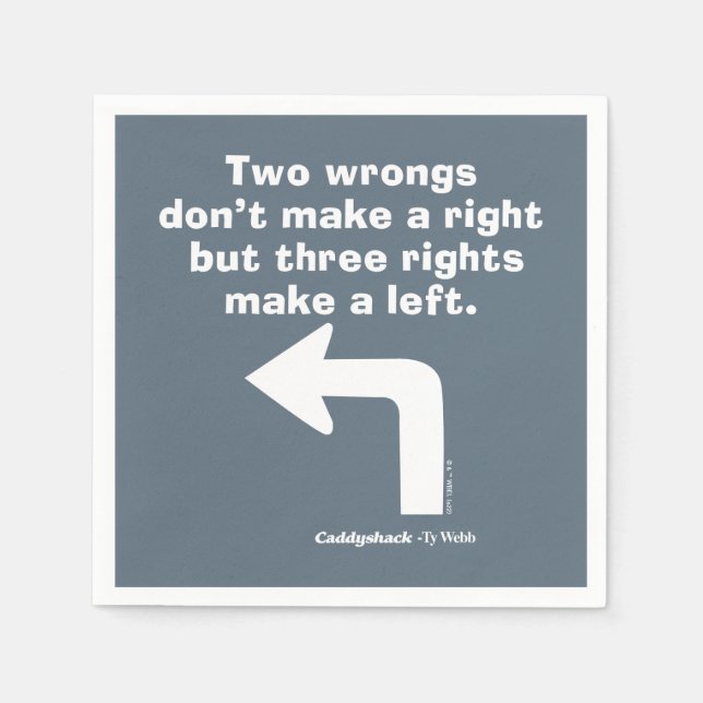 Caddyshack | Two Wrongs Don't Make A Right Napkin (Front)