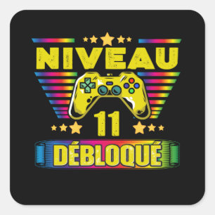 Cadeau 11 ans Anniversaire Gamer Niveau 11 Square Sticker