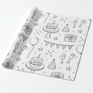 Cadeau 16- motif papier d'emballage d'anniversaire