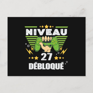 Cadeau 27 ans Anniversaire Gamer Niveau 27 Postcard