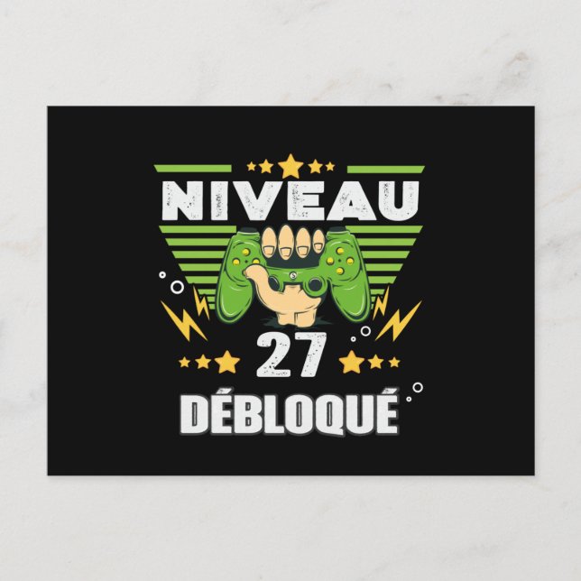 Cadeau 27 ans Anniversaire Gamer Niveau 27 Postcard (Front)