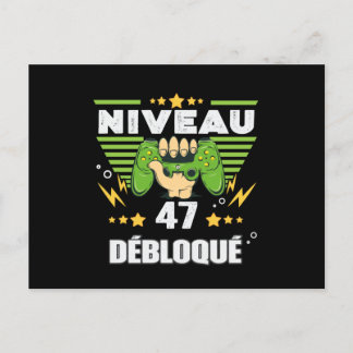 Cadeau 47 ans Anniversaire Gamer Niveau 47 Postcard