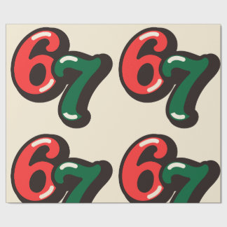 Cadeau 67 Papier d'emballage de Noël drôle rouge et vert
