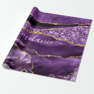 Cadeau Agate Purple Marbre Nom personnalisé Papier d'enve