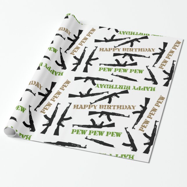 Cadeau AK-47 Papier d'enveloppement d'anniversaire à thèm (Déroulé)