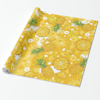 Cadeau Ananas - papier d'emballage jaune tropical