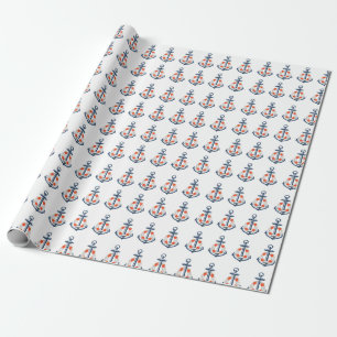 Cadeau Ancre de garçon nautique papier d'enveloppement d'