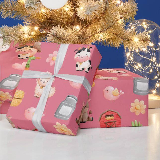 Cadeau Animaux de ferme Papier d'enveloppement d'annivers (Vacances)