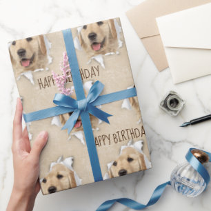 Cadeau Anniversaire Golden Retriever dans trou de papier
