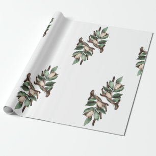 Cadeau Antler avec papier d'enveloppement à branche verte