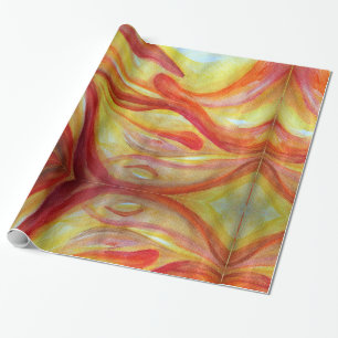 Cadeau Aquarelle artistique rouge jaune Papier à envelopp
