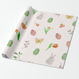 Cadeau Aquarelle Floral Papier d'enveloppement de Pâques
