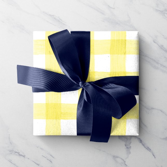 Cadeau Aquarelle jaune En vichy papier d'enveloppement (Créateur téléchargé)