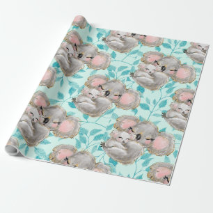 Cadeau Aquarelle Koala Maman, Papier d'enveloppement vert
