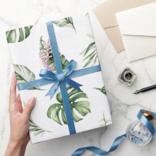 Cadeau Aquarelle Papier d'emballage Feuille tropicaux