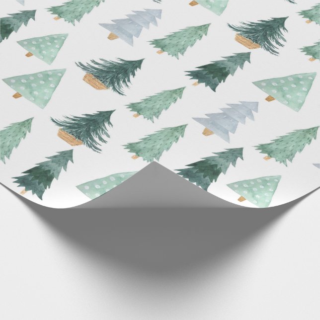 Cadeau Aquarelle Pine Arbres Papier d'enveloppement de No (Coin)