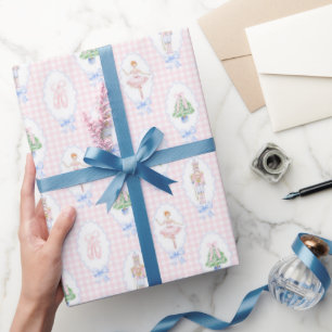 Cadeau Aquarelle rose Casse-noisette Papier à envelopper 