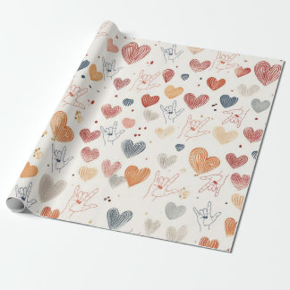 Cadeau ASL "Je t'aime" papier d'emballage, Langue des Sig