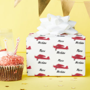 Cadeau Avion rouge vintage Joyeux papier d'enveloppement 
