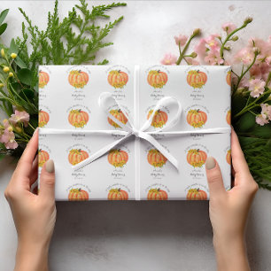 Cadeau Baby shower citrouille Orange Blanc Papier d'envel