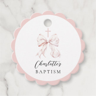 Cadeau Baptême rose Bow Favoriser les étiquettes