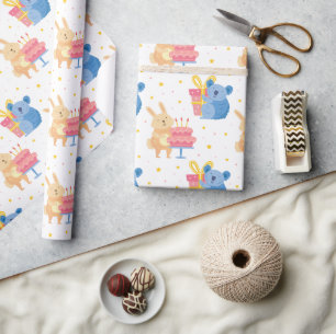 Cadeau Beau Anniversaire Animaux Enveloppement Papier