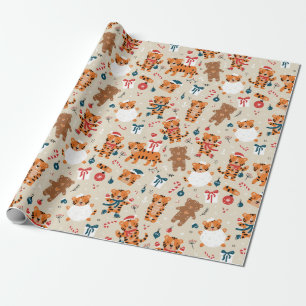 Cadeau Beau Noël/Nouvel An Papier d'enveloppement de tigr