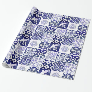 Cadeau Beau papier d'emballage avec le motif d'Azulejos