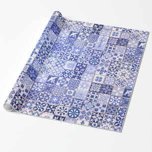 Cadeau Beau papier d'emballage avec le motif d'Azulejos